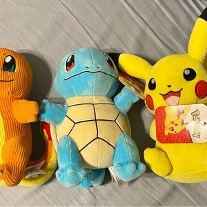 Pokemon Plush Toy Set - Pikachu, Squirtle, Charmander
